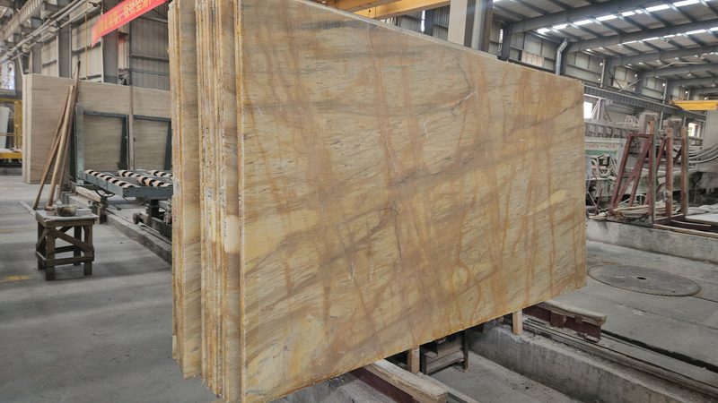 The block — Giallo Siena marble in processing