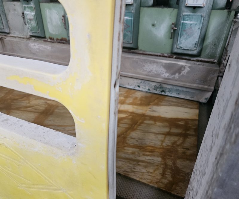 Finishing the edge — Giallo Siena marble in processing