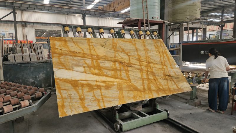Locating the figure — Giallo Siena marble in processing