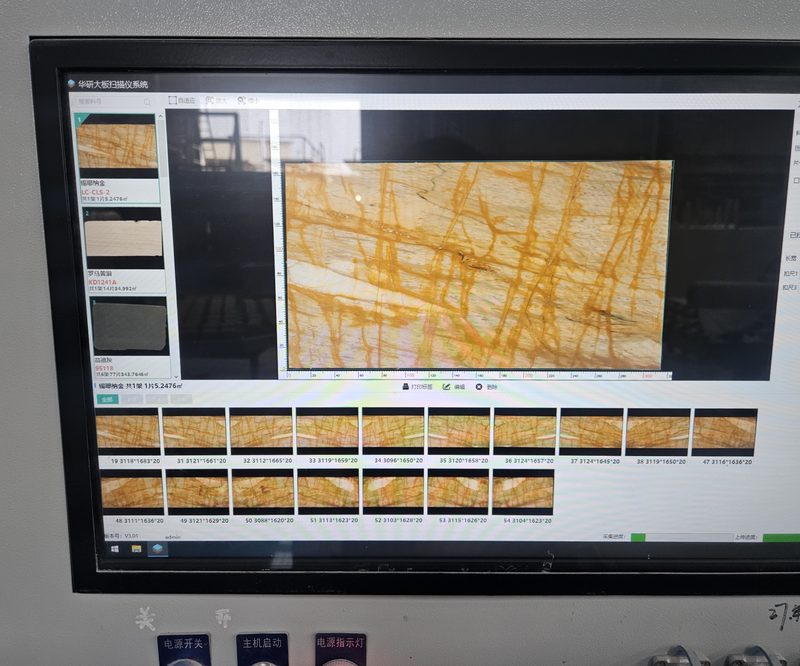 Locating the figure — Giallo Siena marble in processing